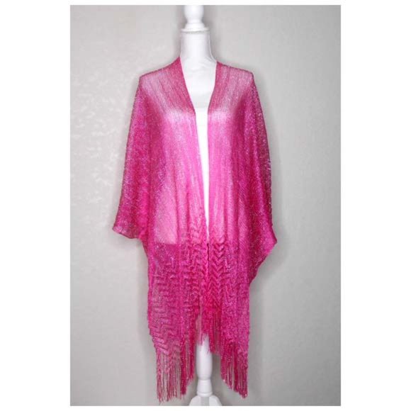 Accessories - NWT Pink/Silver Kimono Sheer Beach Coverup